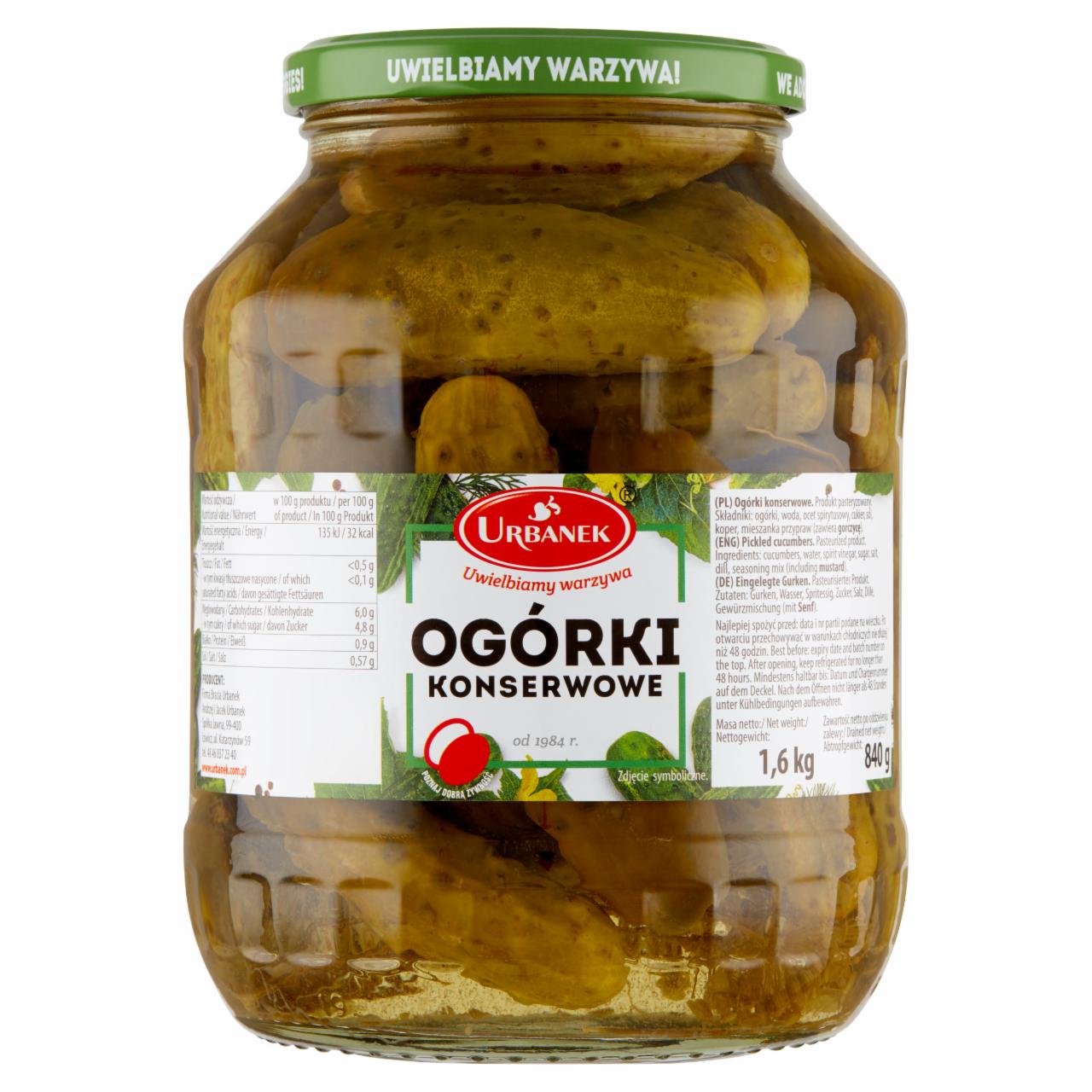 Zdjęcia - Urbanek Ogórki konserwowe 1,6 kg