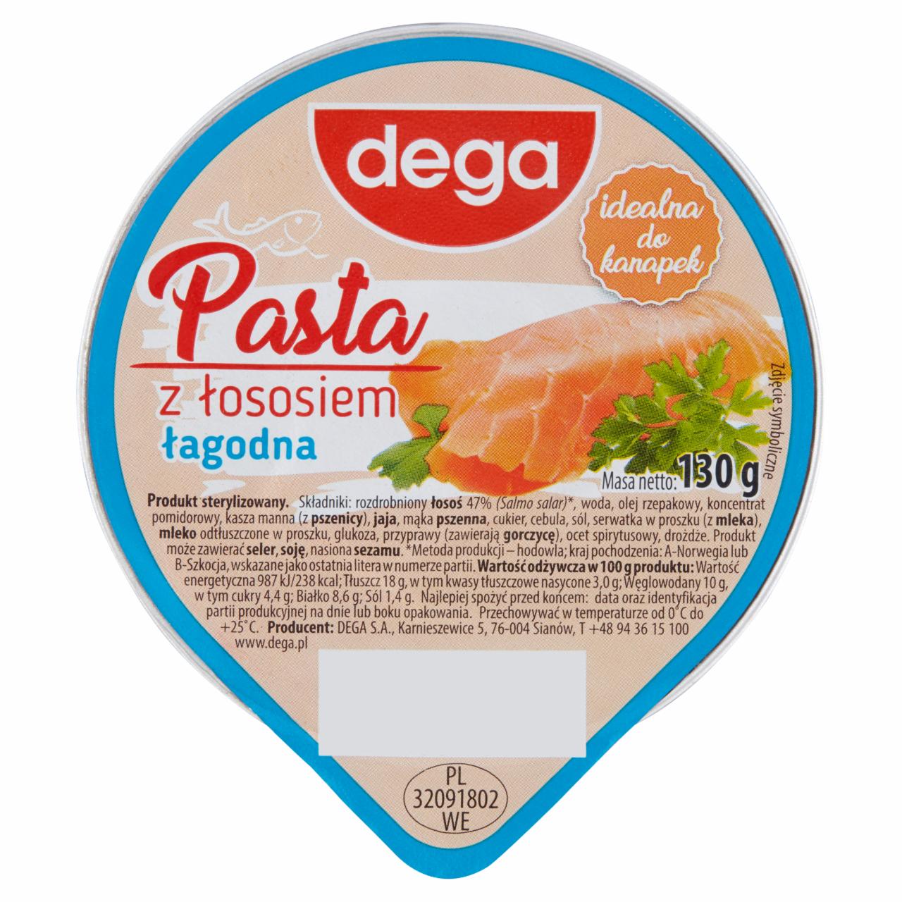 Zdjęcia - dega Pasta z łososia łagodna 130 g