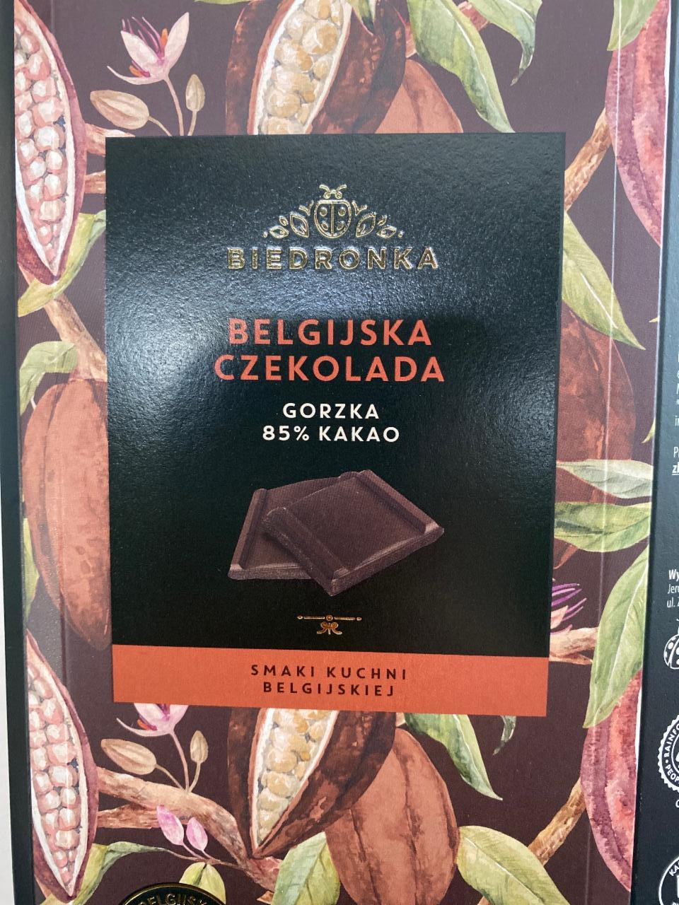 Zdjęcia - belgijska czekolada gorzka 85% kakao Biedronka