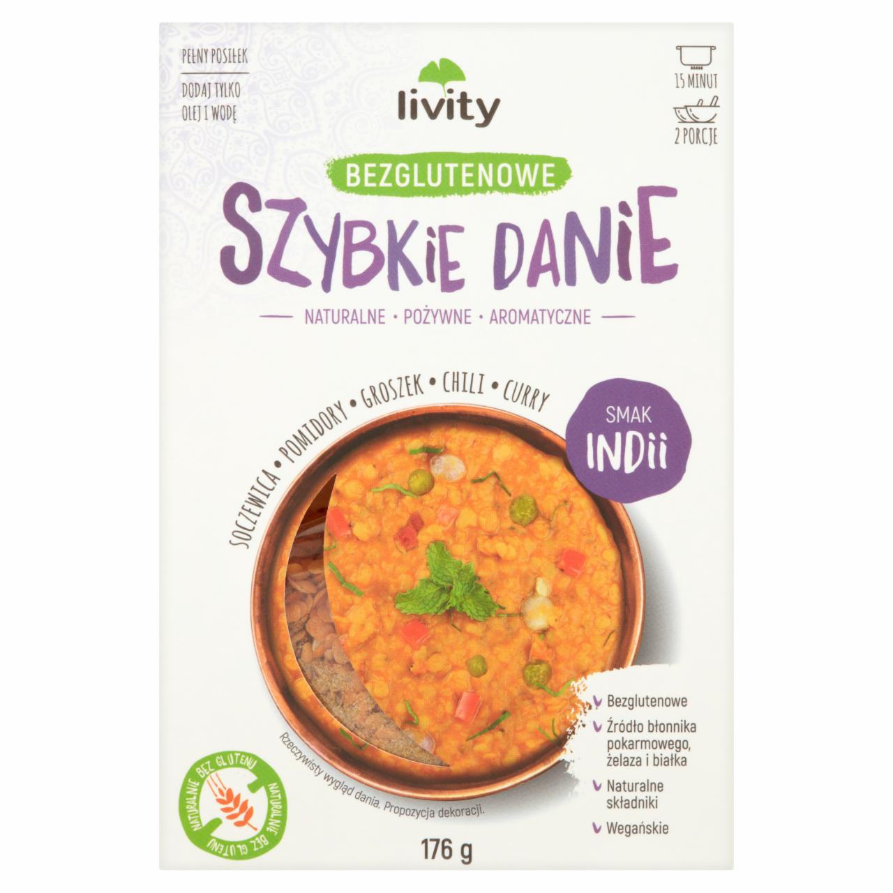 Zdjęcia - Livity Szybkie danie bezglutenowe smak Indii 176 g