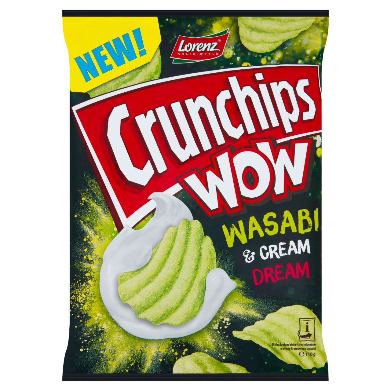 Zdjęcia - Crunchips Wow Grubo krojone chipsy ziemniaczane o smaku kremowego wasabi 110 g
