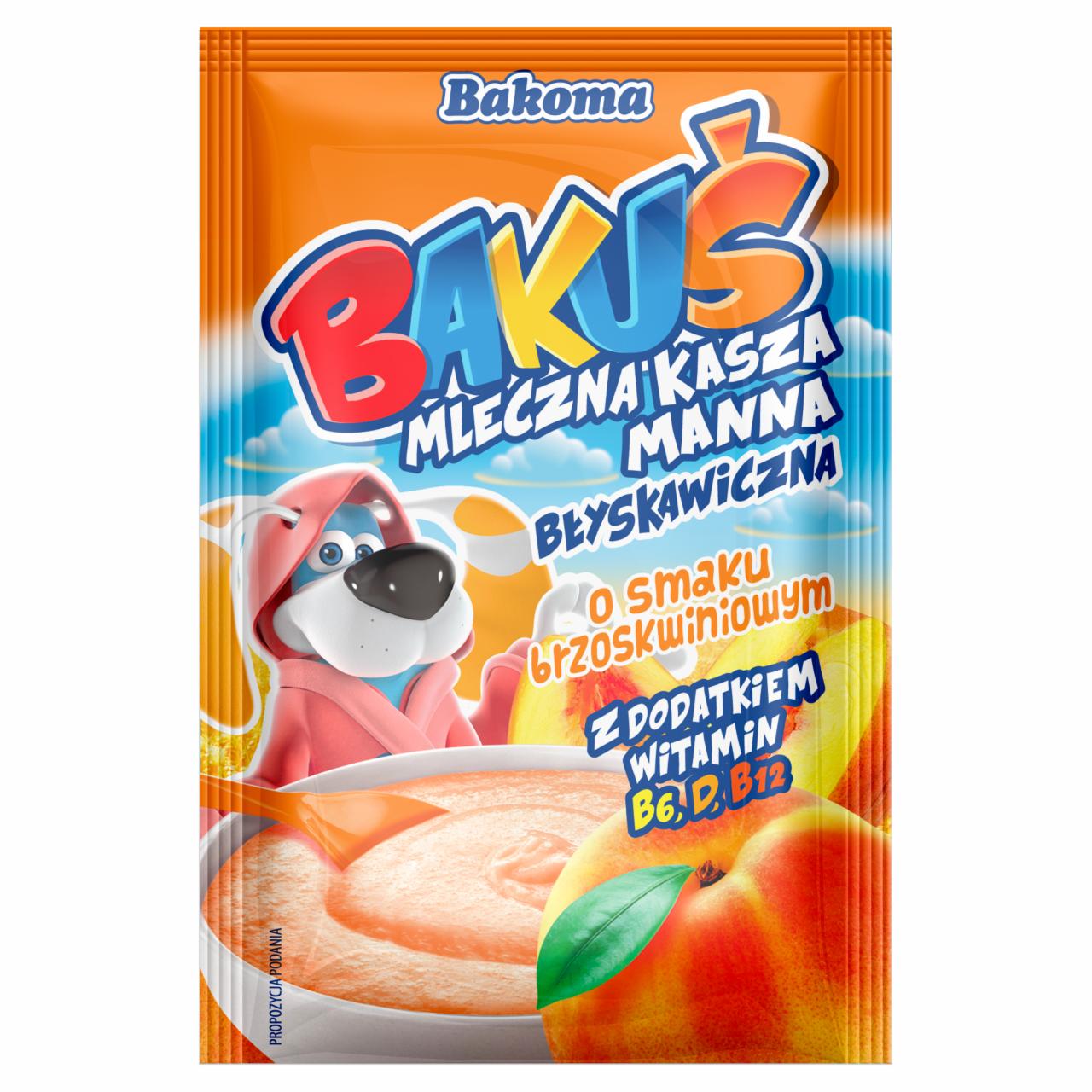 Zdjęcia - Bakoma Bakuś Mleczna kasza manna błyskawiczna o smaku brzoskwiniowym 50 g