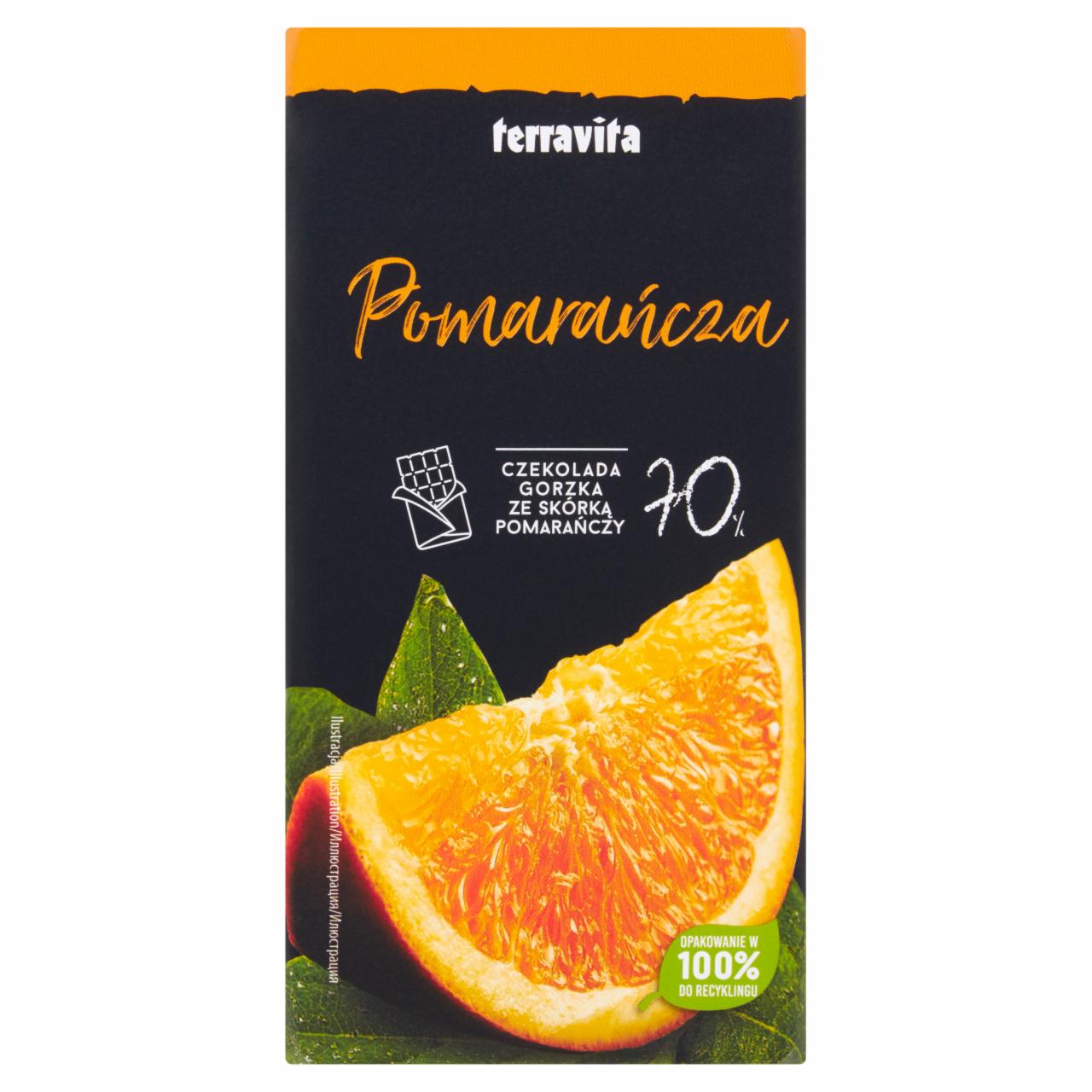 Zdjęcia - Terravita Czekolada gorzka ze skórką pomarańczy 90 g