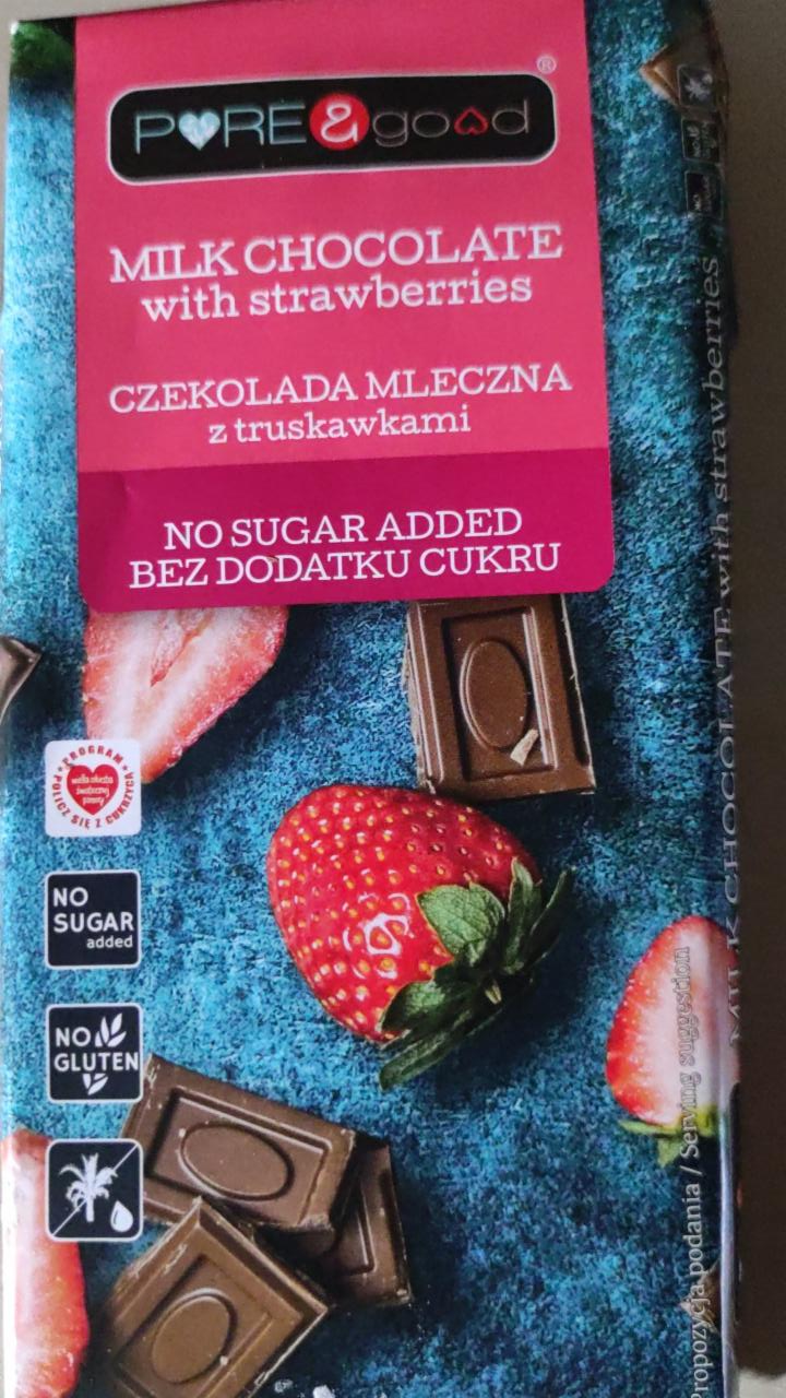 Zdjęcia - Pure&Good Czekolada mleczna z truskawkami bez dodatku cukru 75 g