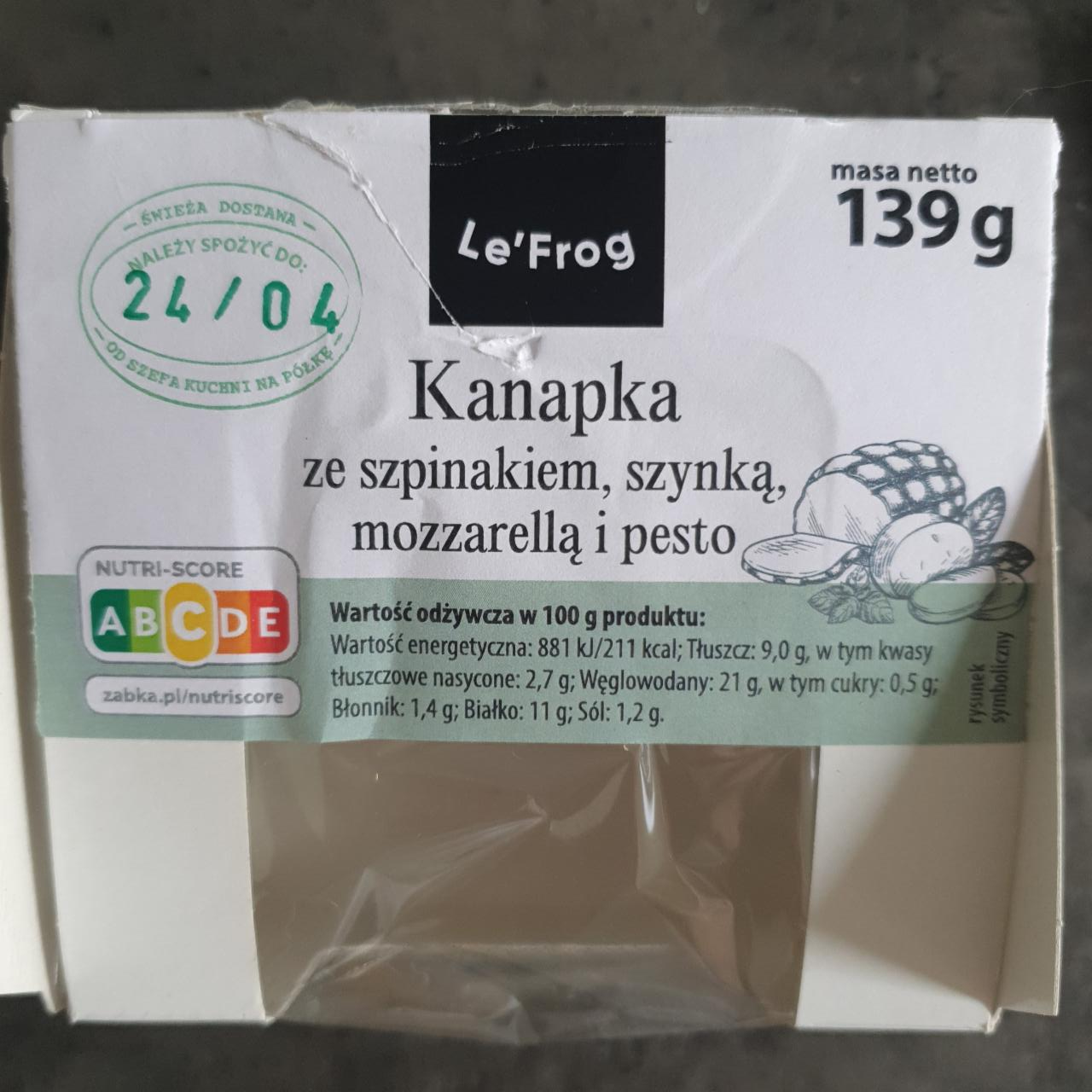 Zdjęcia - Kanapka ze szpinakiem szynką mozzarellą i pesto Le'frog