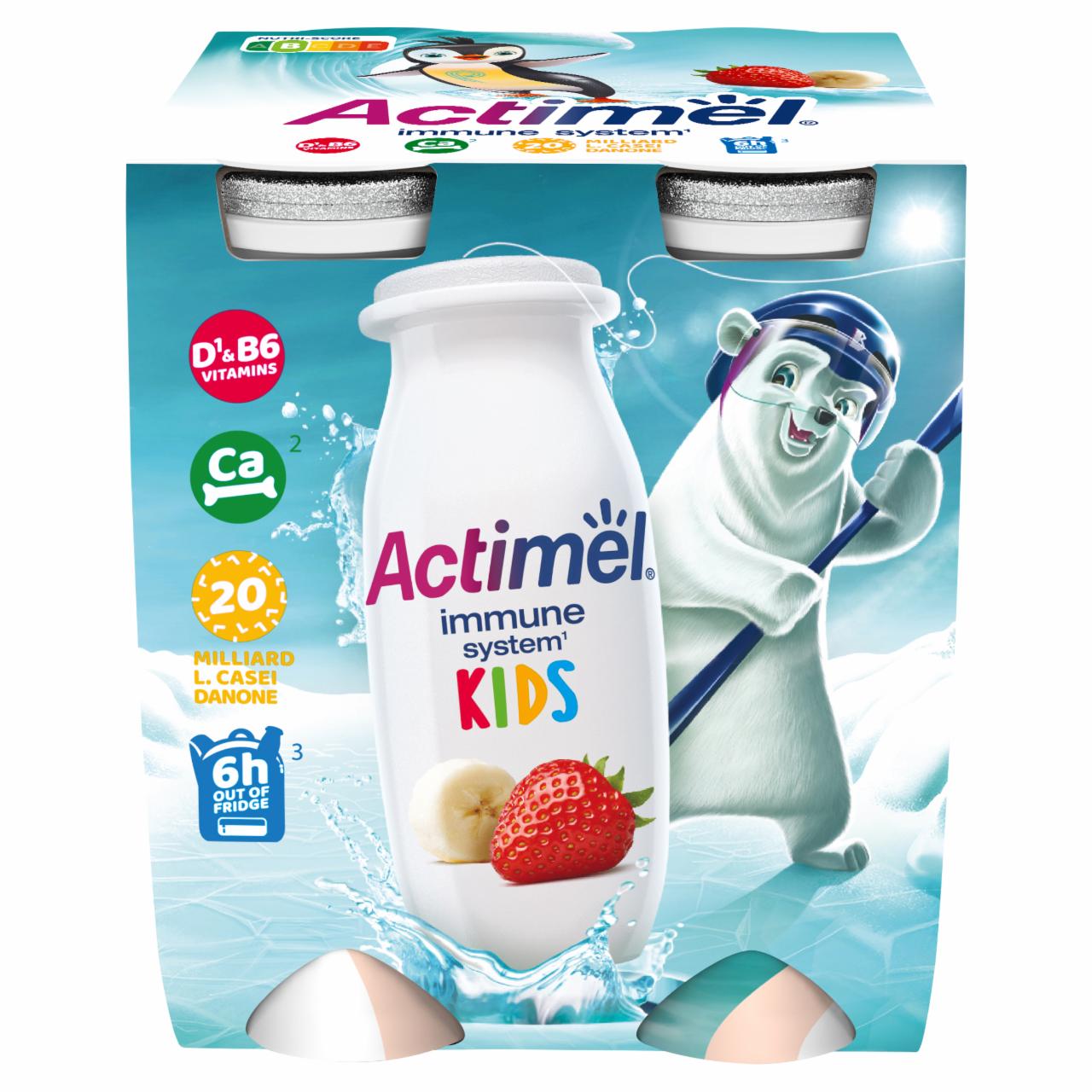 Zdjęcia - Actimel Kids Napój jogurtowy o smaku truskawkowo-bananowym 400 g (4 x 100 g)