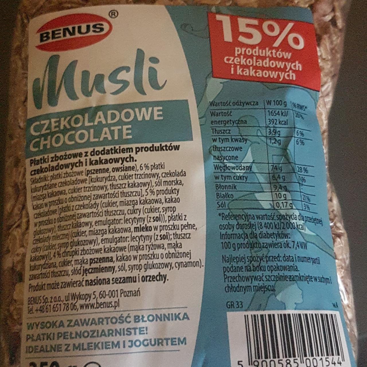 Zdjęcia - Musli czekoladowe Benus