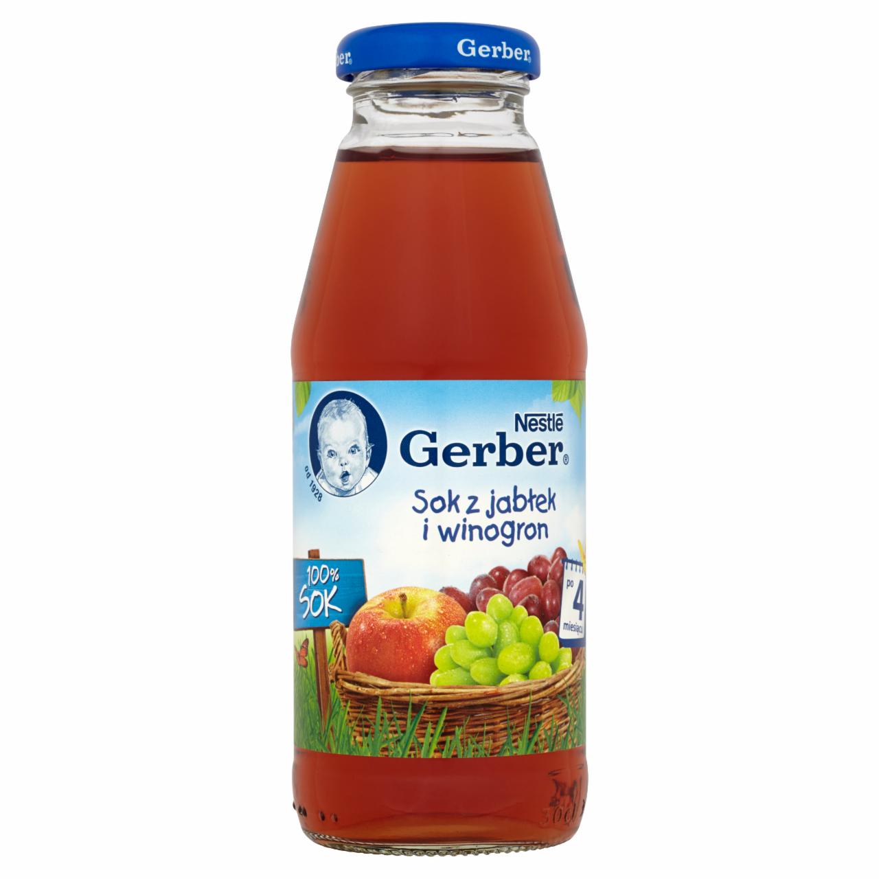 Zdjęcia - Gerber 100% Sok z jabłek i winogron po 4 miesiącu 300 ml
