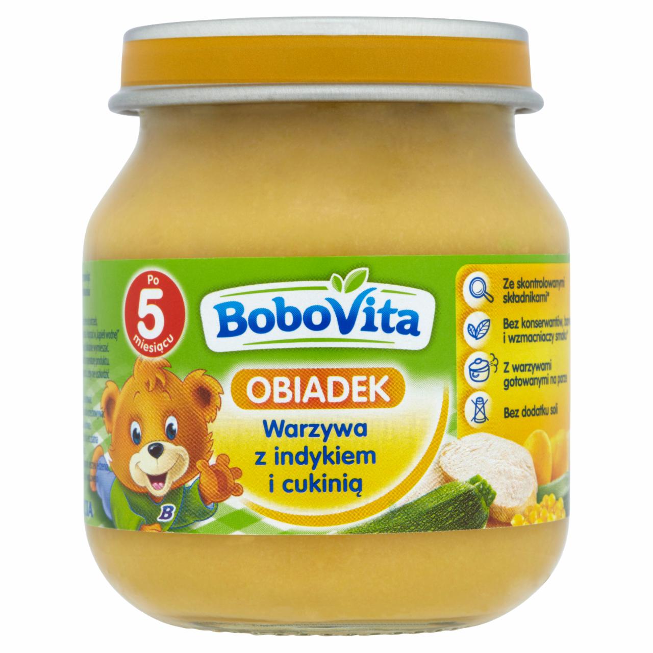 Zdjęcia - BoboVita Obiadek Warzywa z indykiem i cukinią po 5 miesiącu 125 g