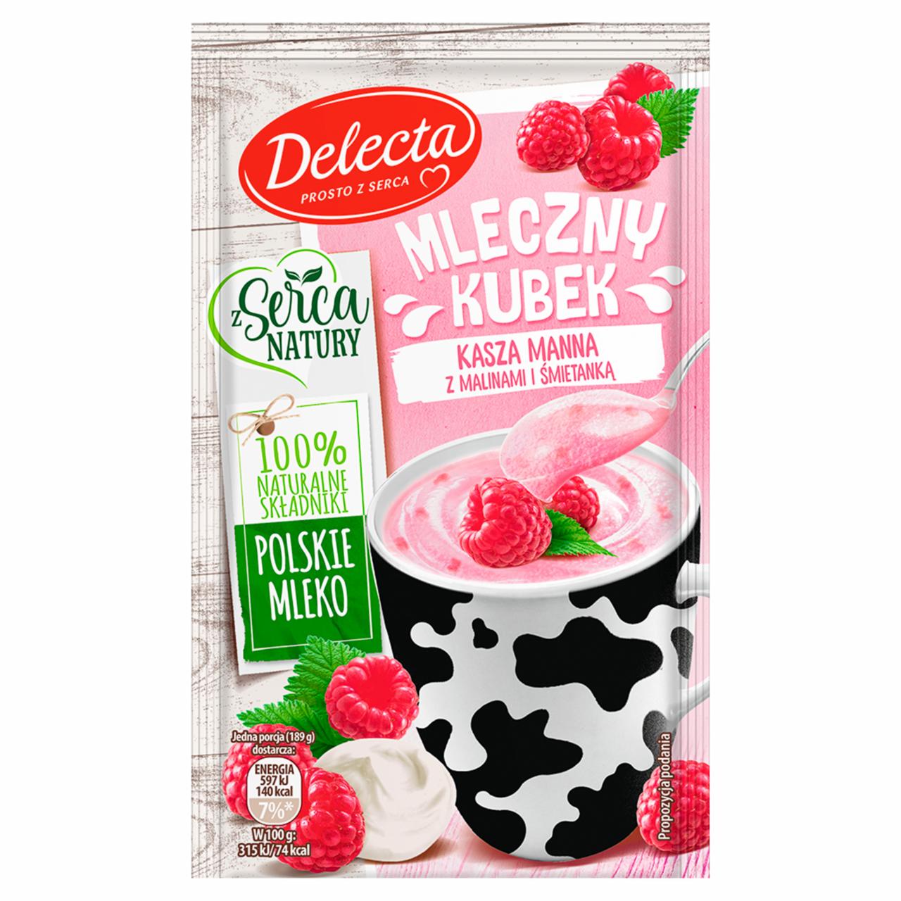 Zdjęcia - Delecta Mleczny kubek Kasza manna z malinami i śmietanką 39 g