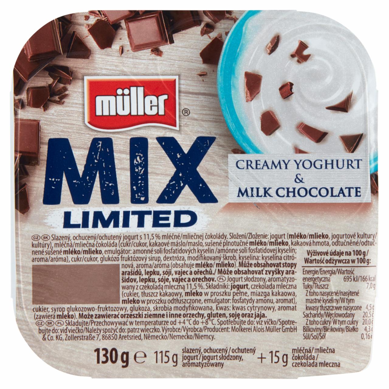 Zdjęcia - Müller Mix Jogurt słodzony aromatyzowany z czekoladą mleczną 130 g