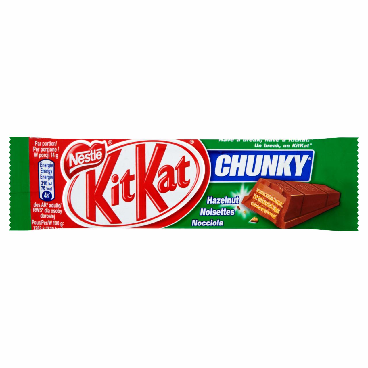 Zdjęcia - KitKat Chunky Hazelnut Paluszek waflowy z kremem z orzechów laskowych w mlecznej czekoladzie 42 g