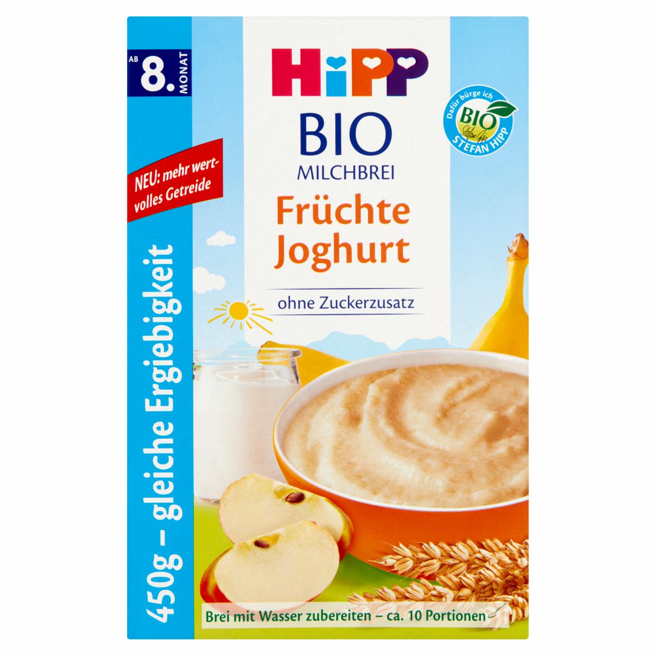 Zdjęcia - HiPP BIO Kaszka mleczno-zbożowa owoce-jogurt od 8. miesiąca 450 g (2 x 225 g)