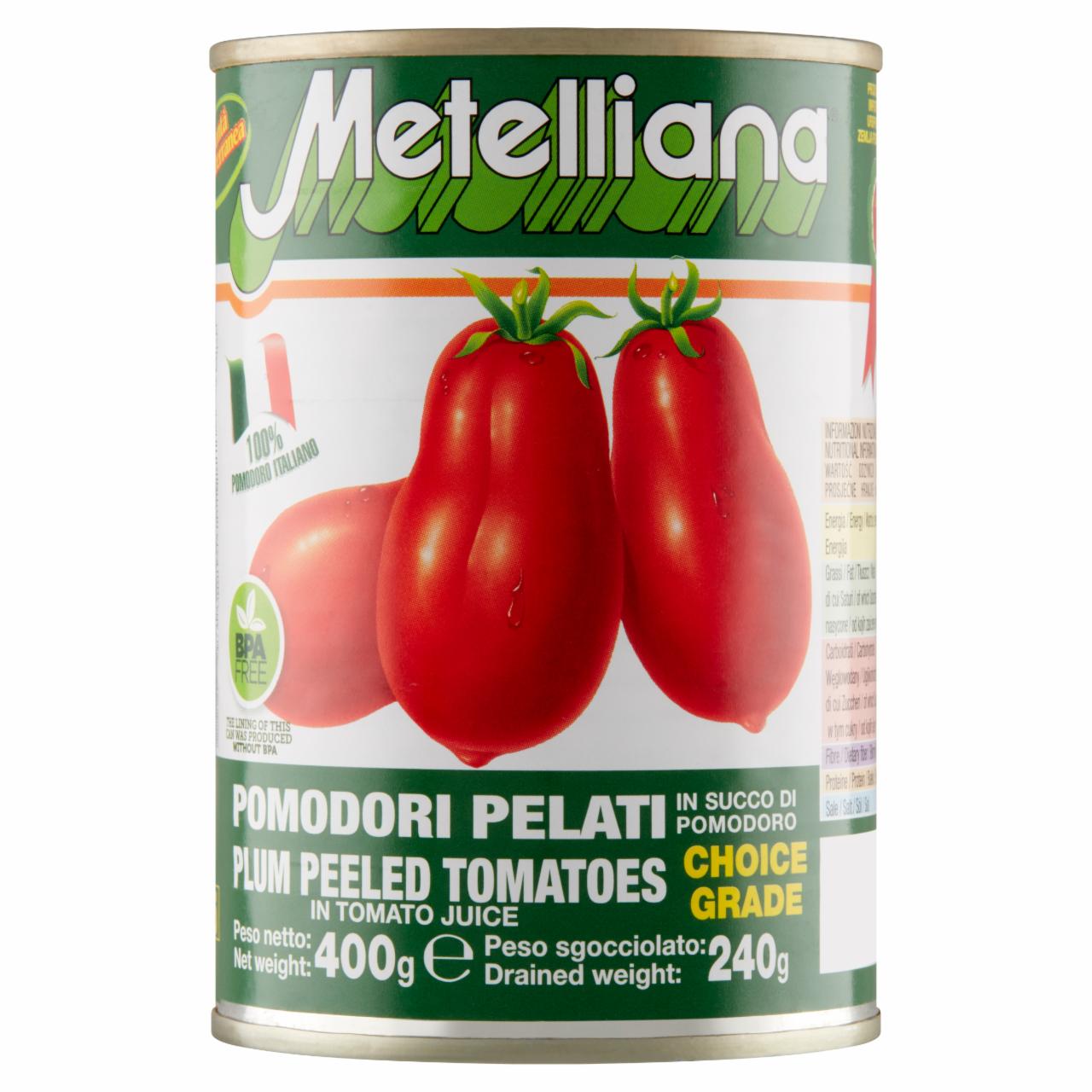 Zdjęcia - Metelliana Pomidory bez skórki w soku pomidorowym 400 g