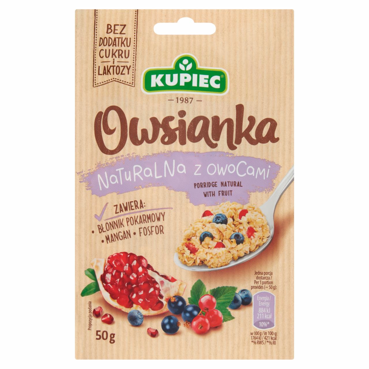 Zdjęcia - Kupiec Owsianka naturalna z owocami 50 g