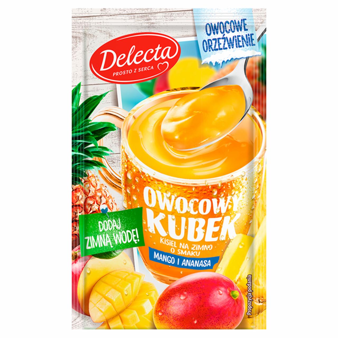 Zdjęcia - Delecta Owocowy kubek Kisiel na zimno o smaku mango i ananasa 31 g