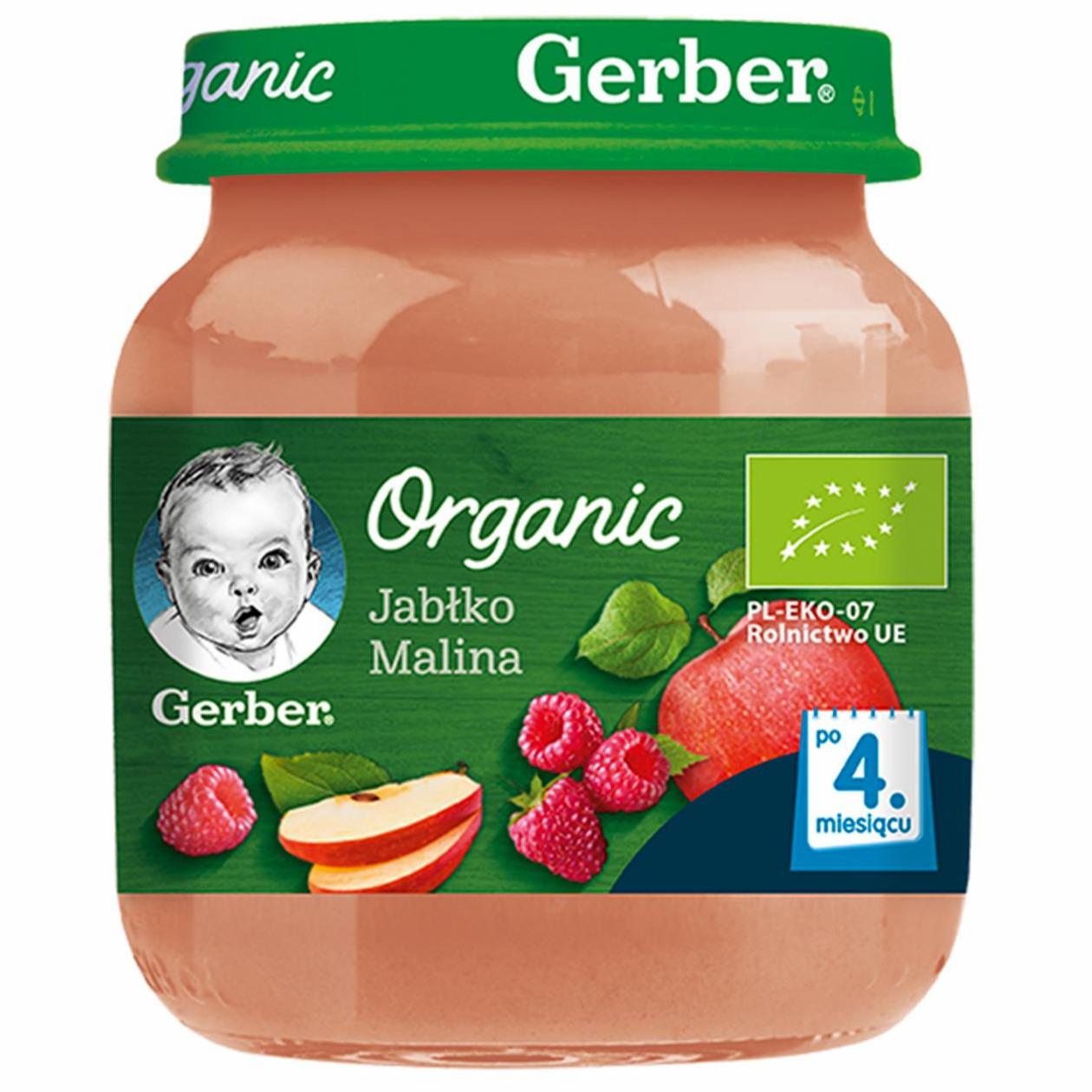 Zdjęcia - Gerber Organic Jabłko malina dla niemowląt po 4. miesiącu 125 g