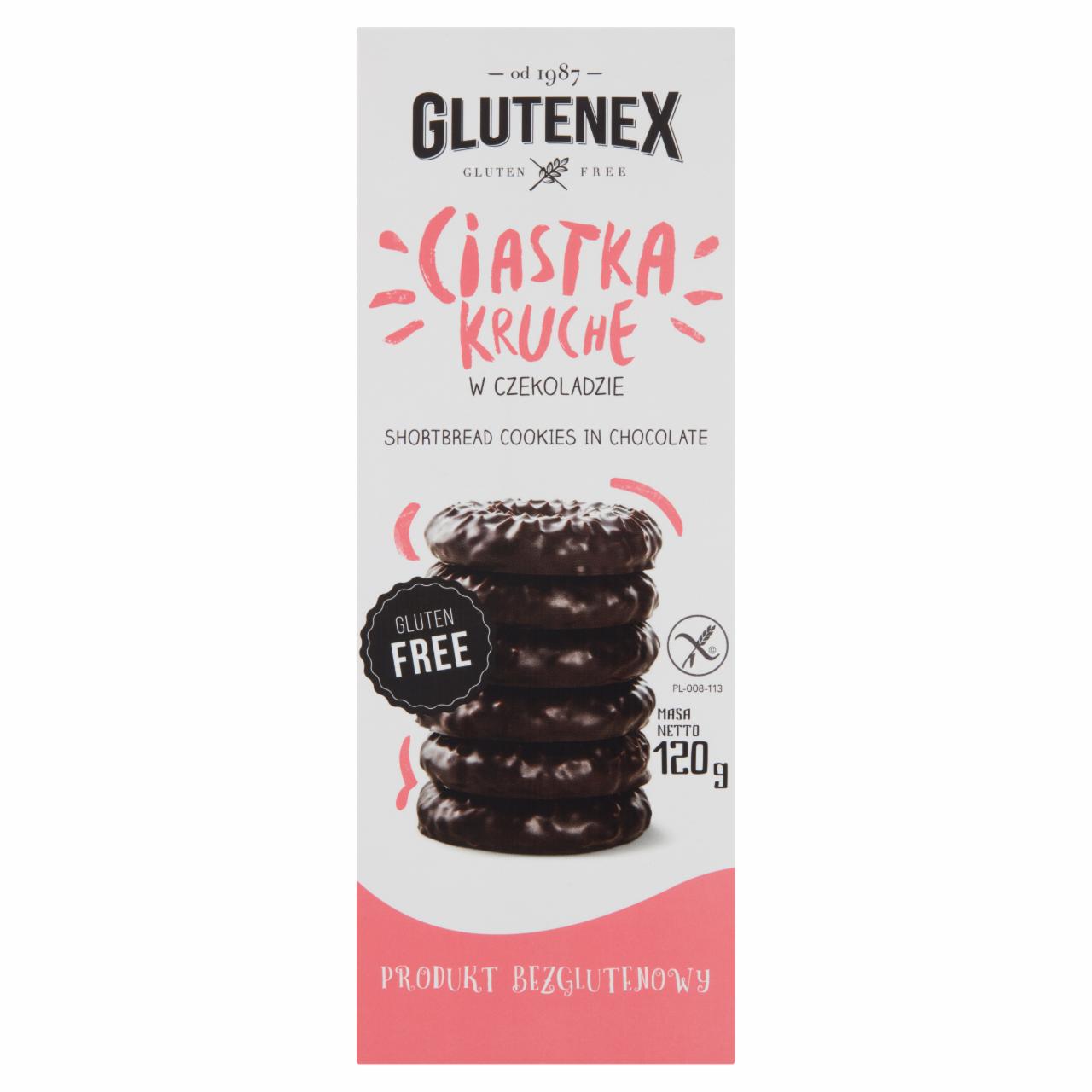 Zdjęcia - Glutenex Ciastka kruche w czekoladzie 120 g