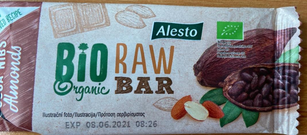 Zdjęcia - Bio Raw Organic Bar Cocoa Nibs Almonds ALESTO