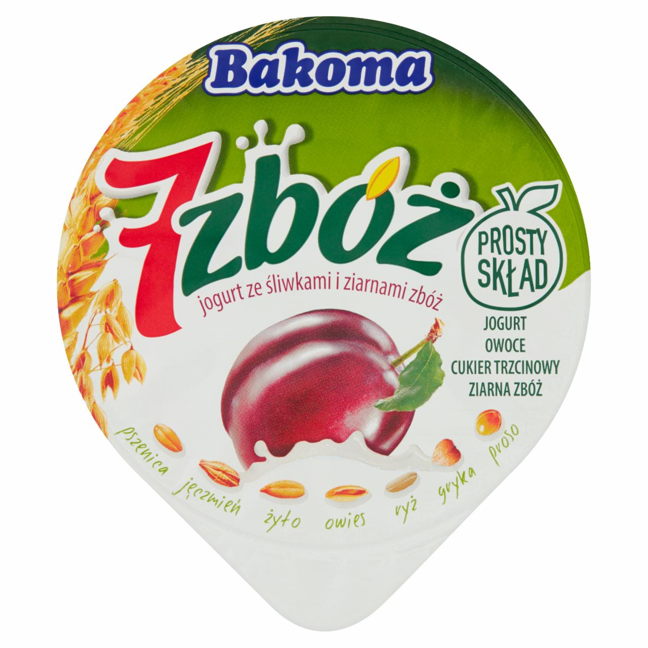 Zdjęcia - Bakoma 7 zbóż Jogurt ze śliwkami i ziarnami zbóż 140 g