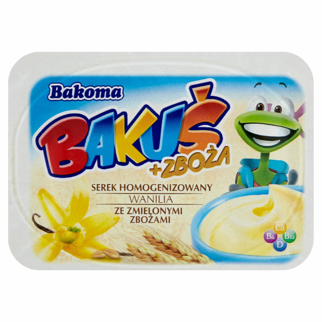 Zdjęcia - Bakoma Bakuś + Zboża Serek homogenizowany wanilia ze zmielonymi zbożami 125 g