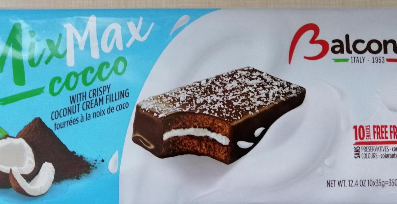 Zdjęcia - Biszkoptowe kakaowe ciasteczko z kremem kokosowym MixMax cocco Balconi