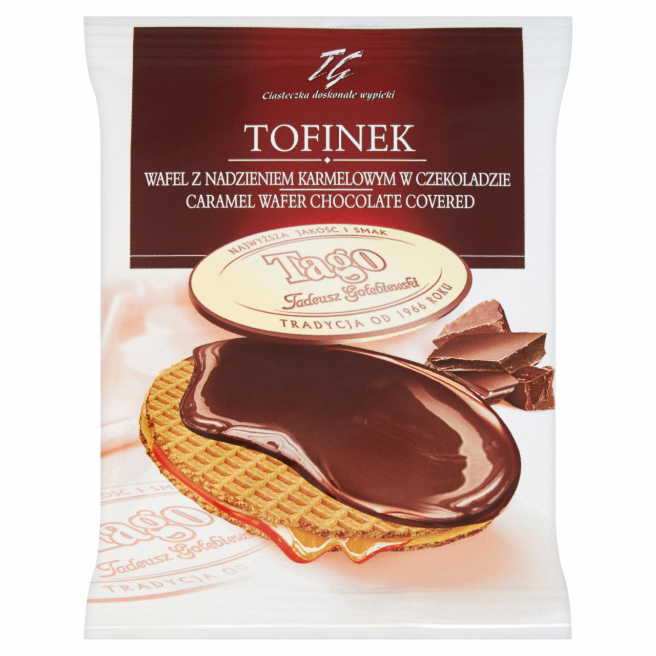 Zdjęcia - Tago Tofinek Wafel z nadzieniem karmelowym w czekoladzie 50 g