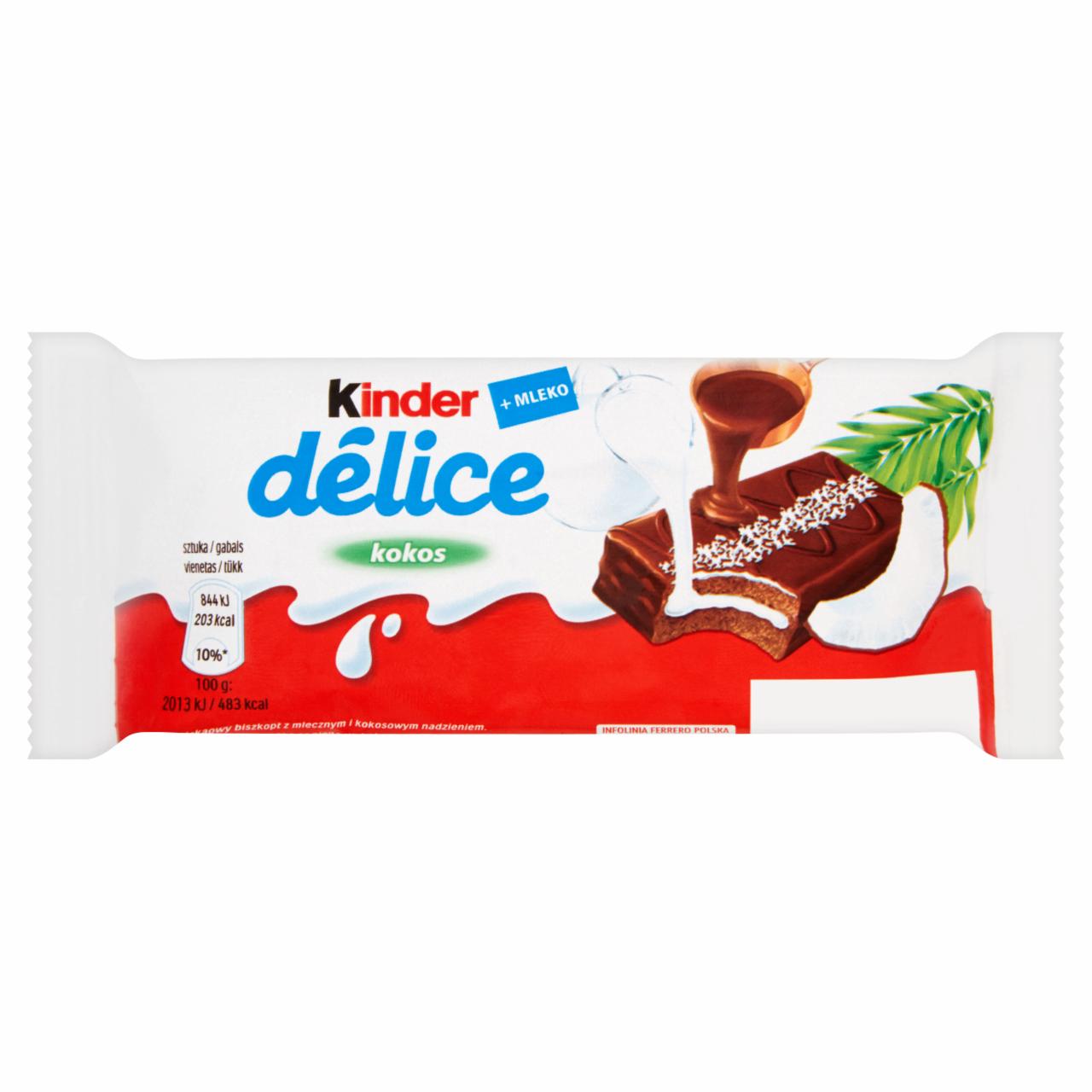 Zdjęcia - Kinder délice kokos Kakaowy biszkopt z mlecznym i kokosowym nadzieniem 42 g