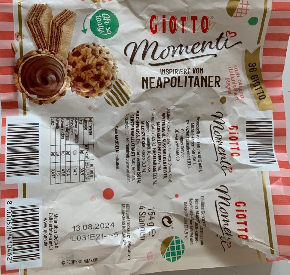 Zdjęcia - Giotto Momenti Chrupiący wafelek z kremem kakaowo-orzechowym 154,8 g
