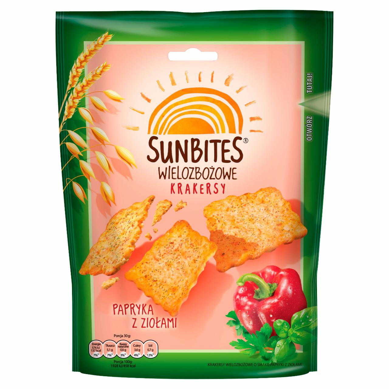 Zdjęcia - Sunbites Wielozbożowe krakersy papryka z ziołami 100 g