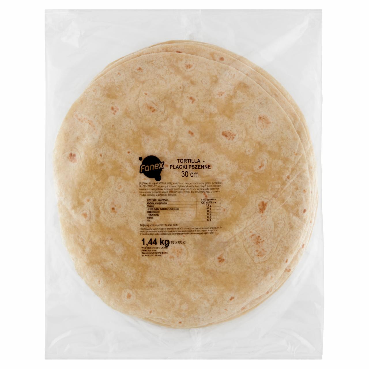 Zdjęcia - Fanex Tortilla placki pszenne 30 cm 1,44 kg (18 x 80 g)