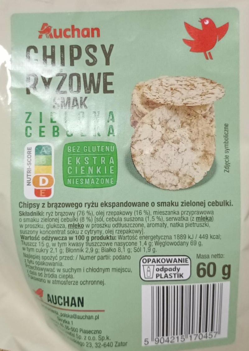 Zdjęcia - chipsy ryżowe smak zielona cebulka Auchan