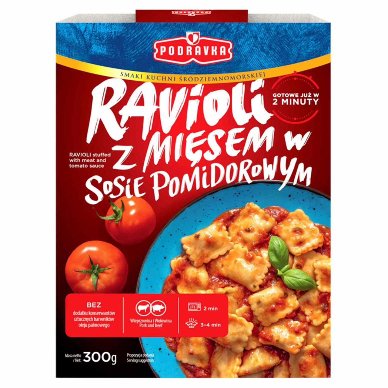 Zdjęcia - Podravka Ravioli z mięsem w sosie pomidorowym 300 g