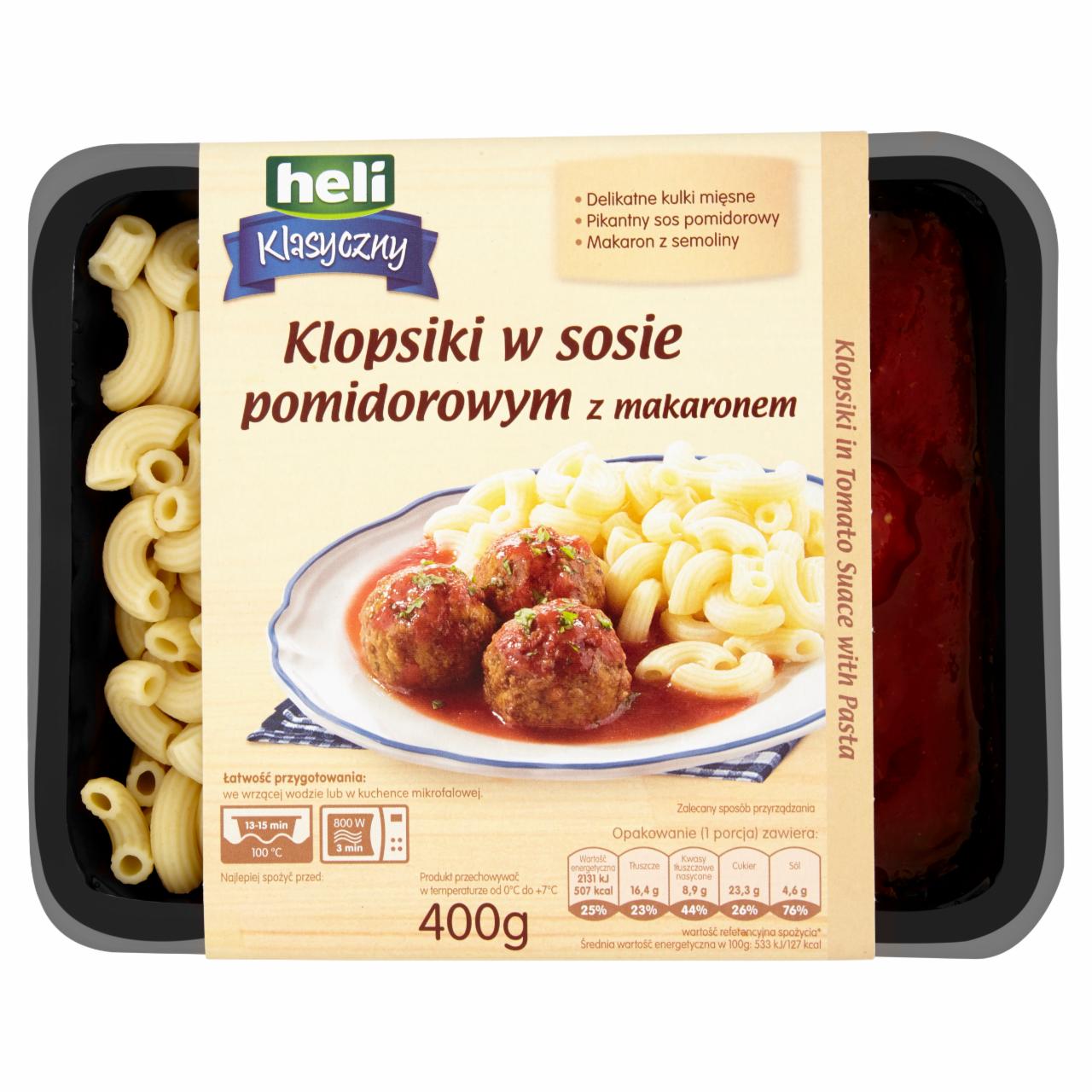 Zdjęcia - Heli Klasyczny Klopsiki w sosie pomidorowym z makaronem 400 g