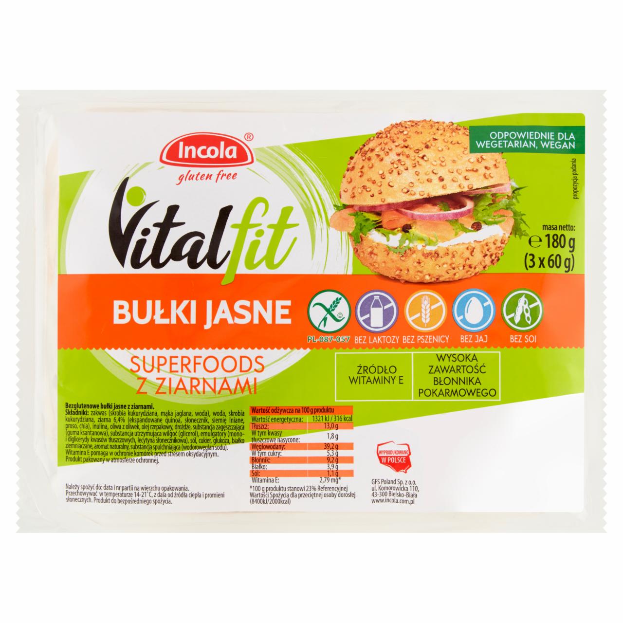 Zdjęcia - Incola Vitalfit Bułki jasne superfoods z ziarnami 180 g (3 x 60 g)