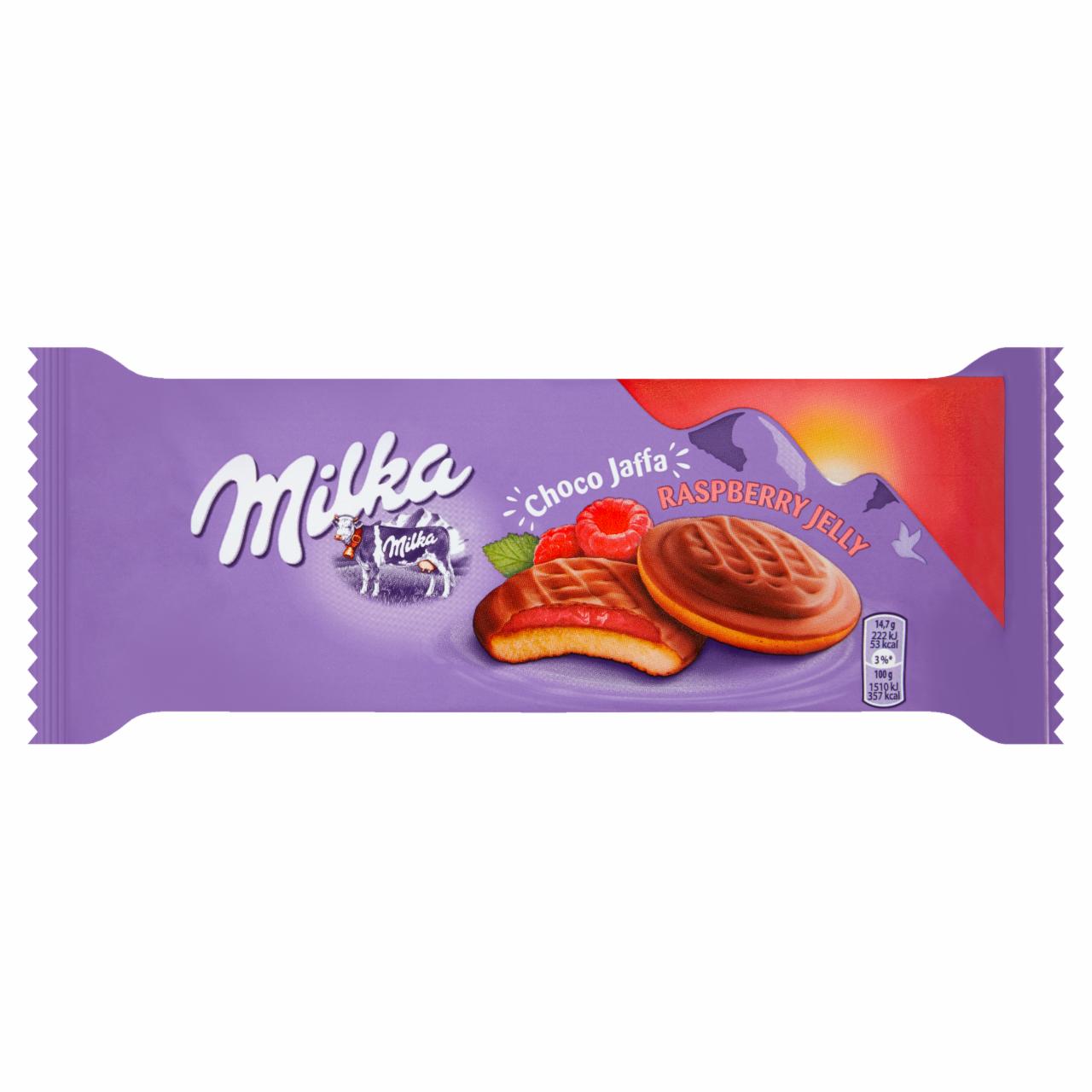 Zdjęcia - Milka Choco Jaffa Biszkopty z galaretką o smaku malinowym oblewane czekoladą mleczną 147 g