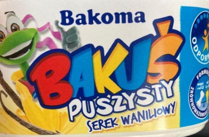 Zdjęcia - Bakoma Bakuś Milk & Fun Jogurt o smaku waniliowym z drażami 135 g