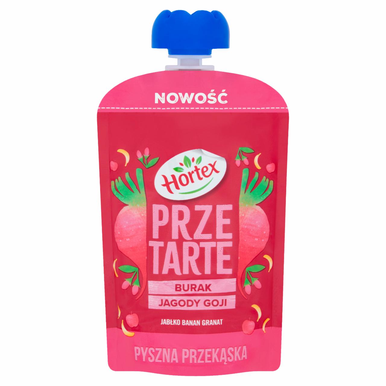 Zdjęcia - Hortex Przetarte Premium mus owocowo-warzywny jabłko banan burak granat jagody goji 100 g