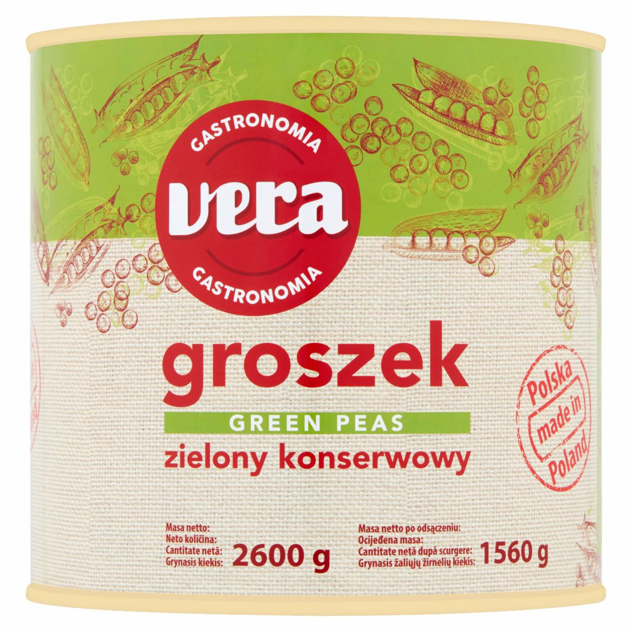 Zdjęcia - Vera Gastronomia Groszek zielony konserwowy 2600 g