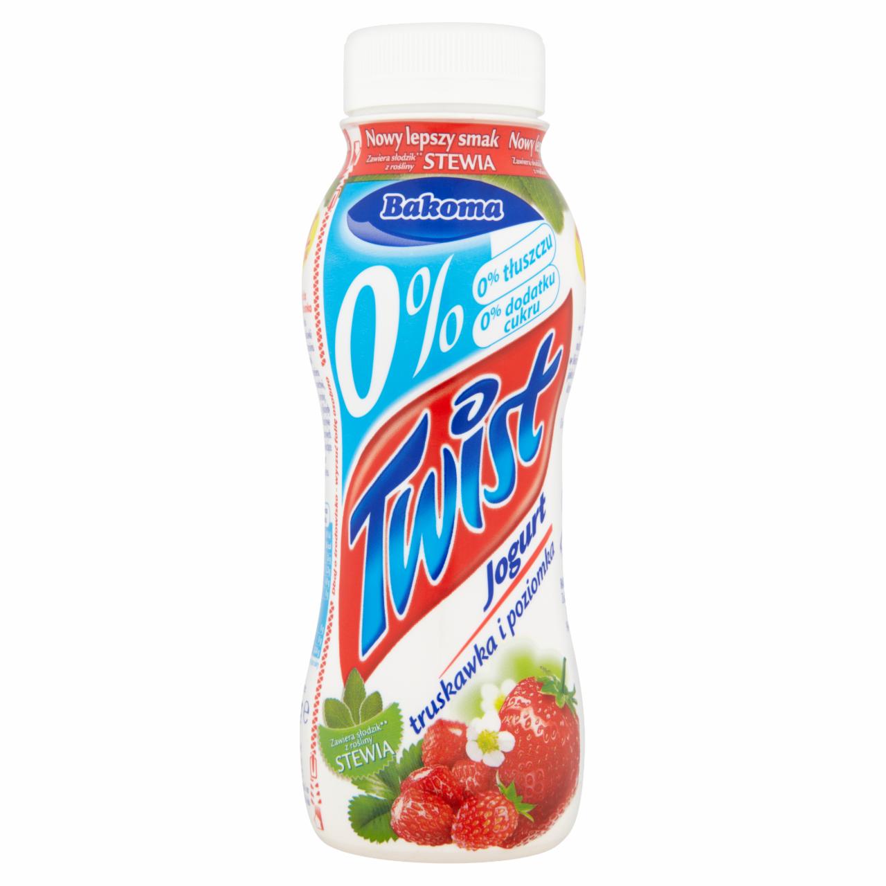 Zdjęcia - Bakoma Twist 0% Jogurt truskawka i poziomka 250 g