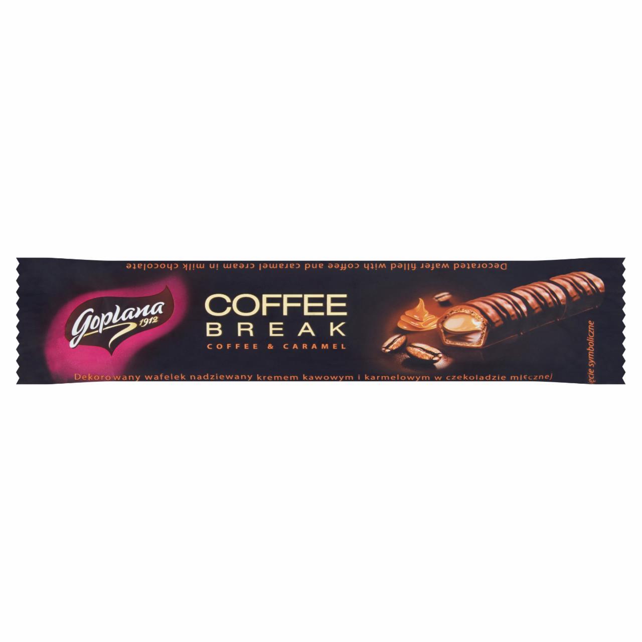 Zdjęcia - Goplana Coffee Break Wafelek nadziewany kremem kakaowym i karmelowym w czekoladzie 24 g