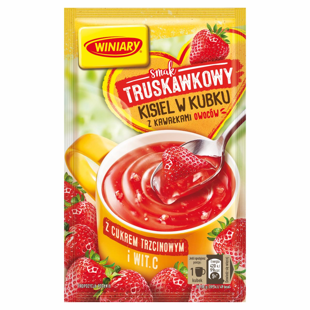 Zdjęcia - Winiary Kisiel w kubku smak truskawkowy 26 g