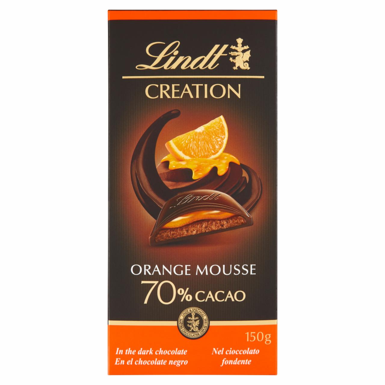 Zdjęcia - Lindt Creation 70% Cocoa Gorzka czekolada z musem czekoladowym i nadzieniem pomarańczowym 150 g