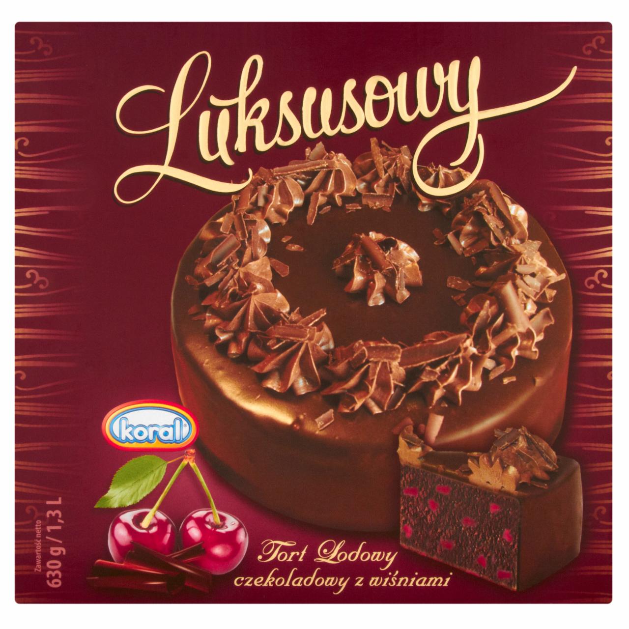 Zdjęcia - Koral Luksusowy Tort lodowy czekoladowy z wiśniami 1,3 l