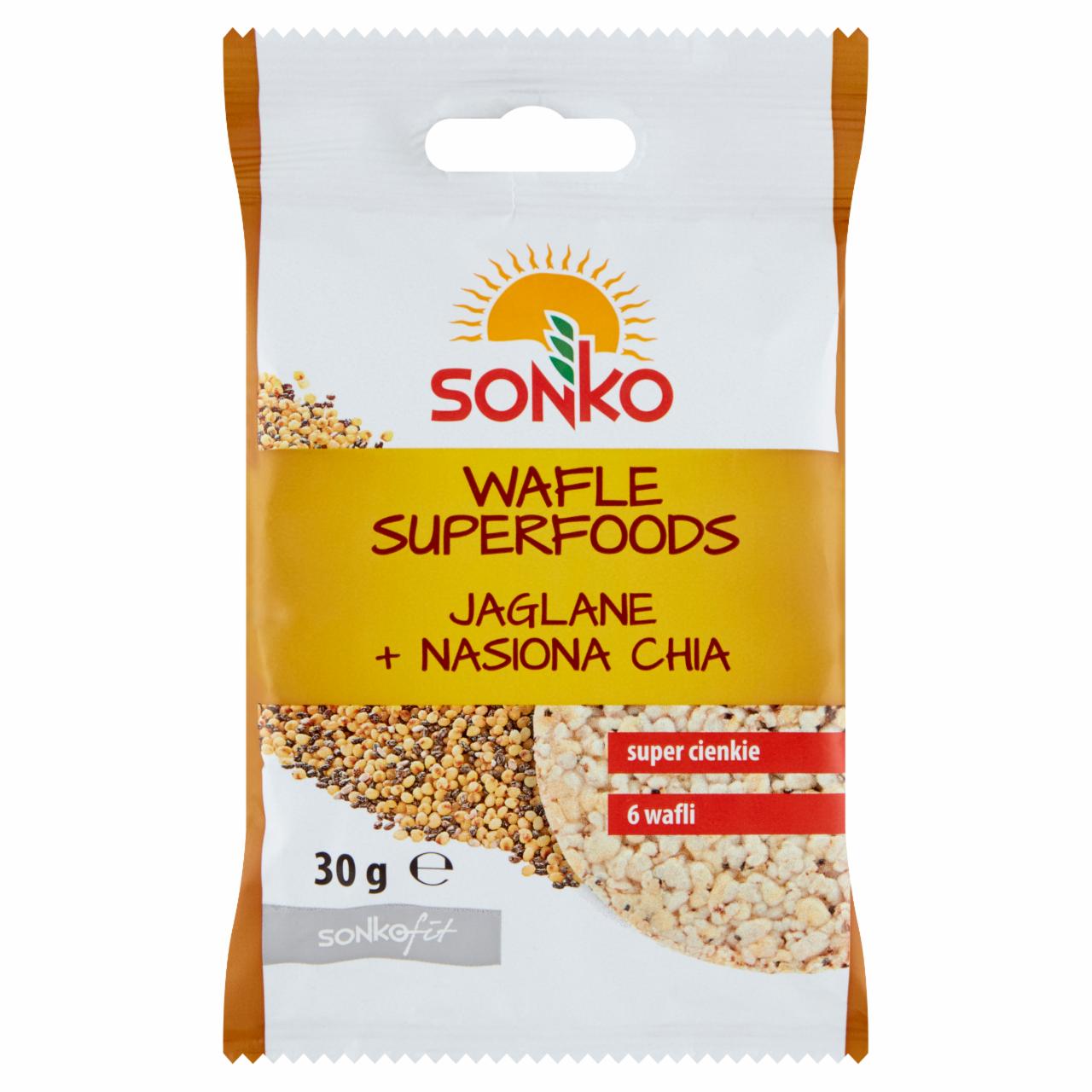 Zdjęcia - Sonko Wafle superfoods jaglane + nasiona chia 30 g