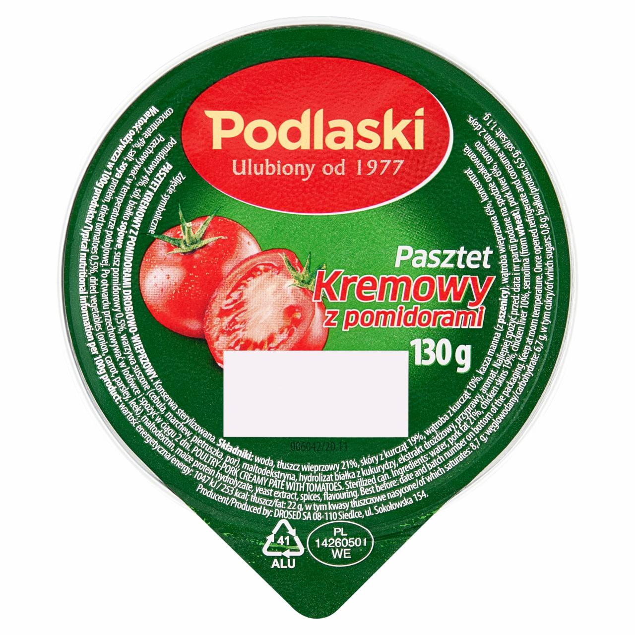 Zdjęcia - Podlaski Pasztet kremowy z pomidorami 130 g