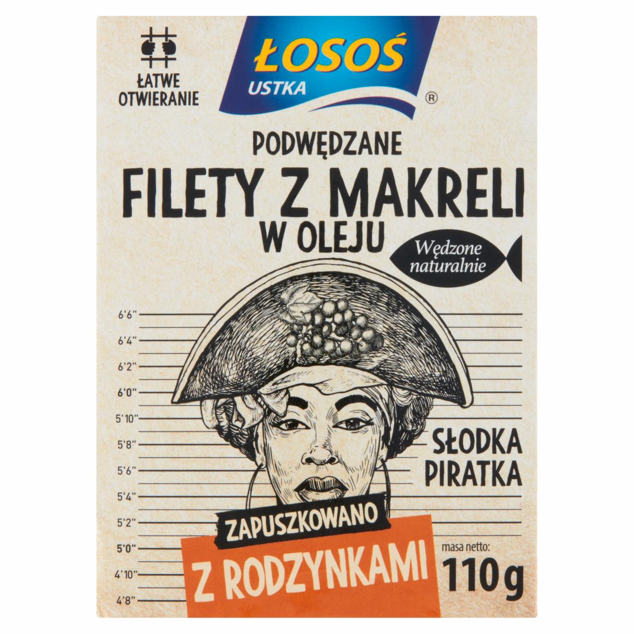 Zdjęcia - Łosoś Ustka Podwędzane filety z makreli w oleju z rodzynkami 110 g