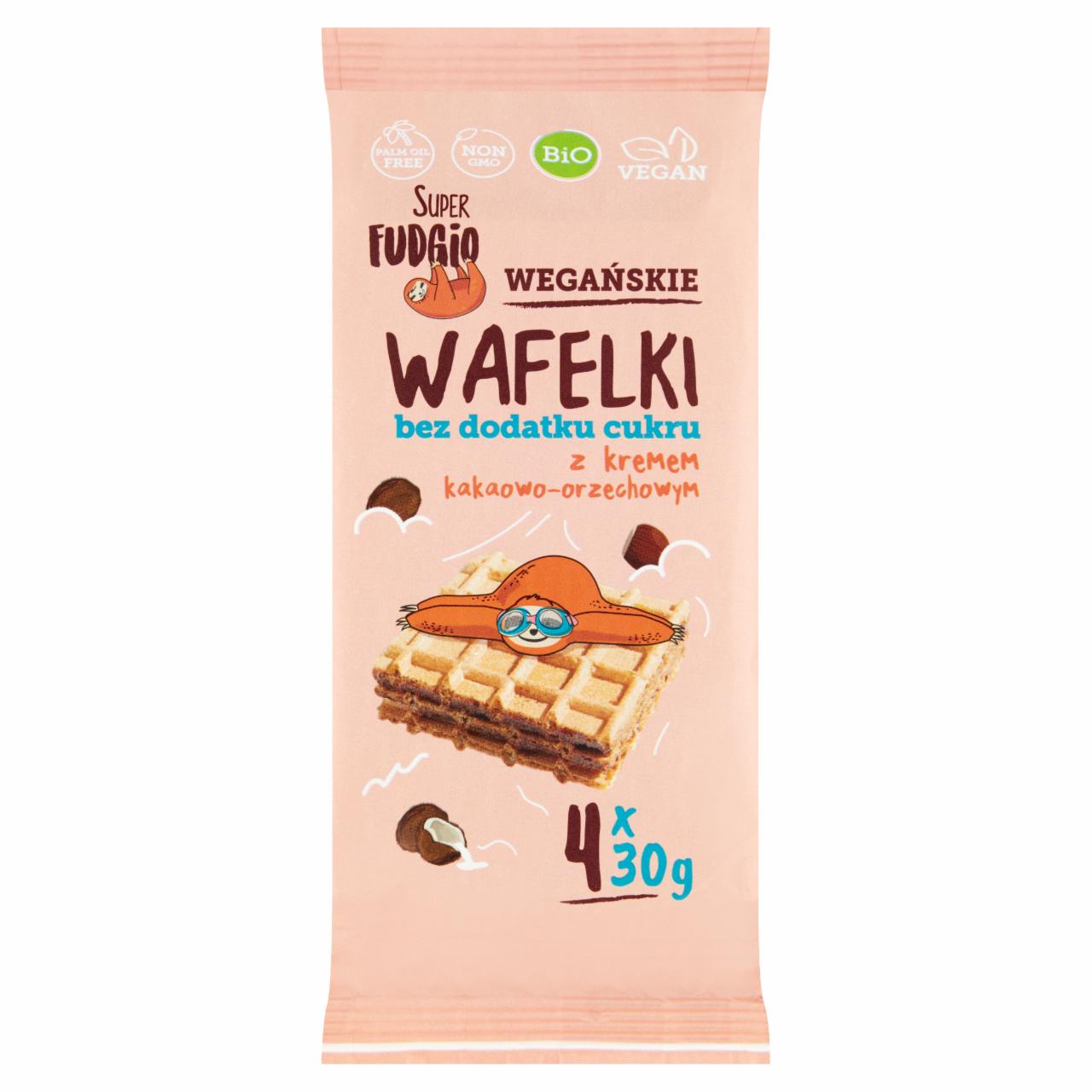 Zdjęcia - Super Fudgio Wegańskie wafelki bez dodatku cukru z kremem kakaowo-orzechowym 120 g (4 x 30 g)
