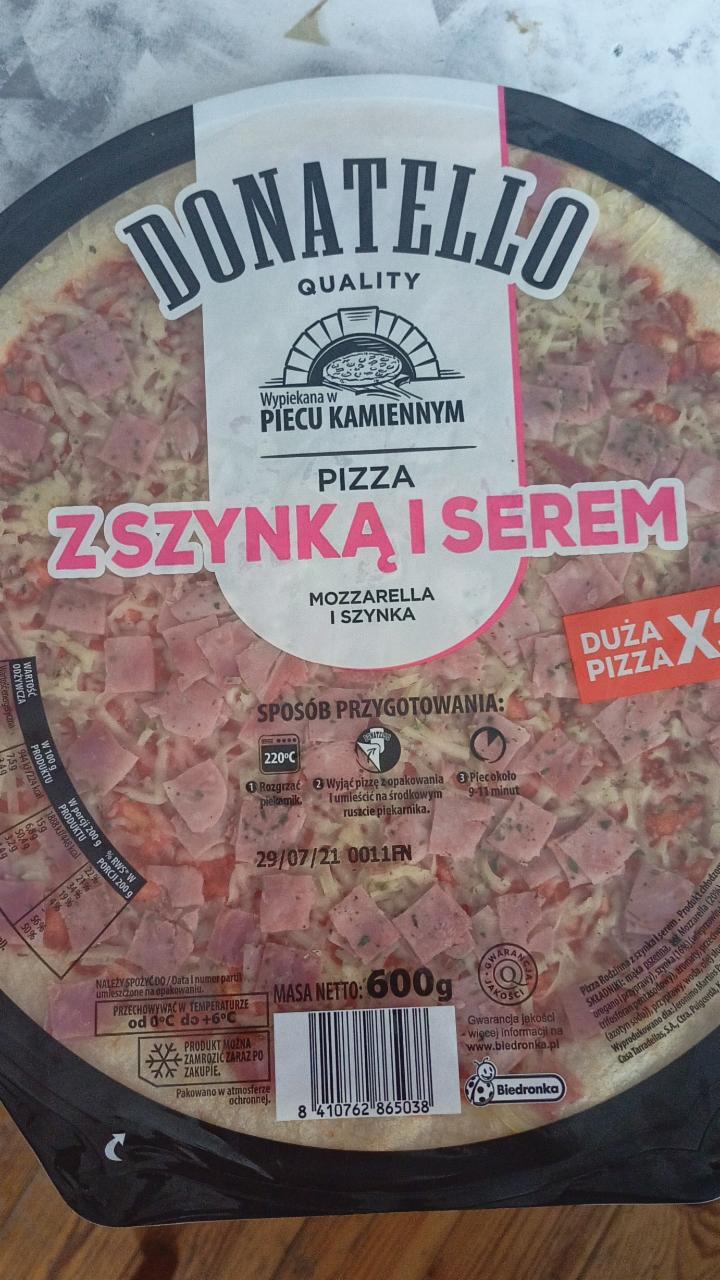donatello pizza z szynk i serem kalorie kJ i warto ci od ywcze