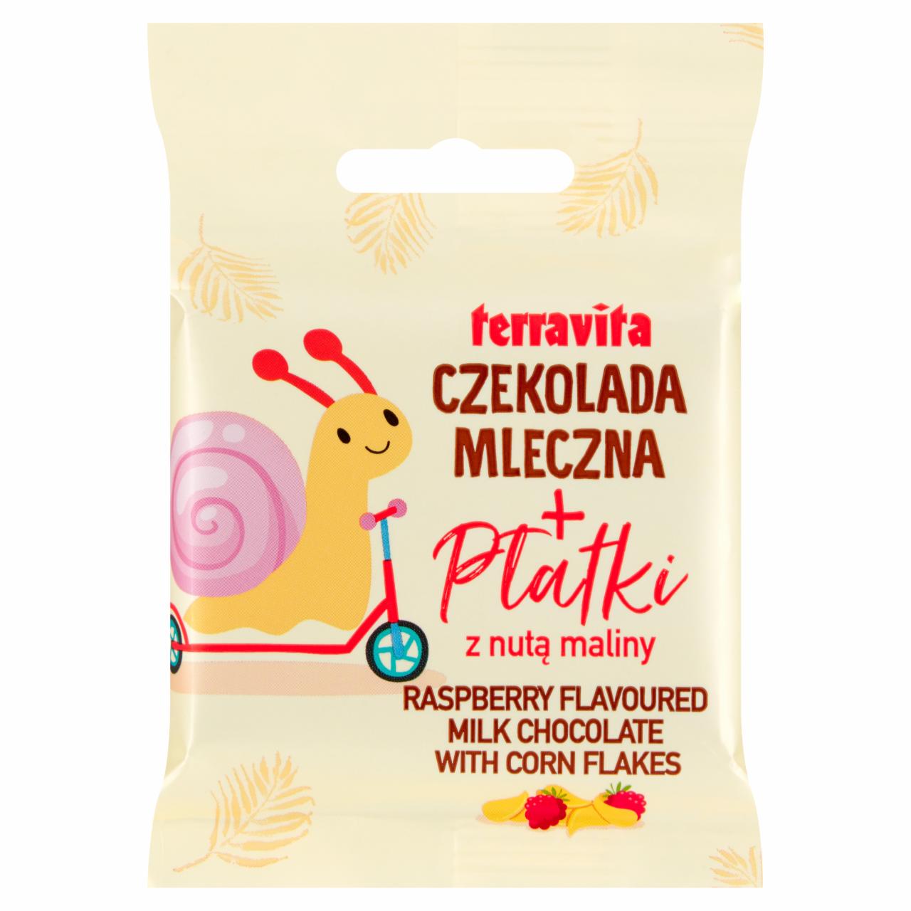 Zdjęcia - Terravita Czekolada mleczna + płatki z nutą maliny 50 g